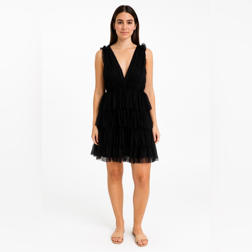 Fate Lace Tiered Mini Dress Size XL Black Dark Romantic‎ Whimsygoth Holiday NYE